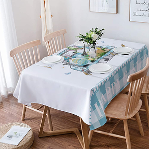 Vente en gros, imperméable à l'huile, 100% coton biologique, certificat GOTS, grille imprimée, épais, facile à laver, vêtements de Table gratuits - Product Image 2