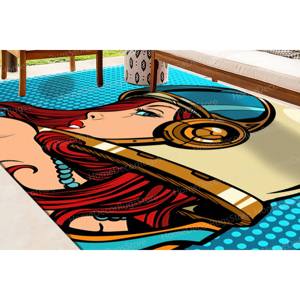 Pop Art Astronaut <b>Woman</b> Rug, Modern Printed Rug for Home Decor,Nonwoven Thin Rug - Product Image 4