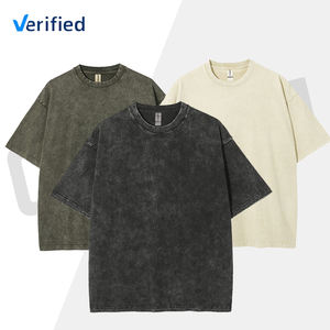 2025 Primavera Verano Vintage desgastado lavado hombres de gran tamaño personalizado su propio logotipo 100% algodón peso pesado lavado ácido camiseta para hombres - Product Image 3