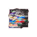 Hand-Drawn Designer Silk Square Scarf with Brush Pattern Black Satin Twill for Spring and Summer - Product Image 3