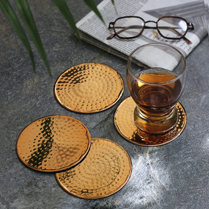 Sous-verres en laiton faits à la main, écologiques et réutilisables de haute qualité, 4 pièces, tapis pour verres à bière, pour restaurant, hôtel, usage domestique, boissons - Product Image 5