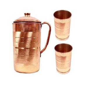 Combinación de jarra de cobre y vidrio Vasos exclusivos hechos a mano para interiores de comedor modernos y uso diario saludable - Product Image 2