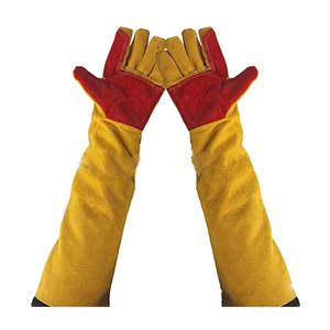 Mejor precio MOQ bajo Guantes de soldadura de cuero dividido de vaca de alta resistencia Antivibración Resistente al desgarro 7 oz 16 PULGADAS Muñequera de punto Seguridad - Product Image 1