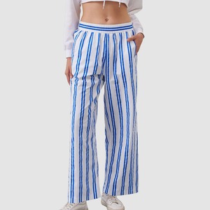 กางเกงวอร์มเอวสูงของผู้หญิงกางเกงผ้าแคนวาสสำหรับใส่ได้ทุกวันมีแถบคาดเอวยางยืดและกระเป๋าสวมใส่สบาย - Product Image 5