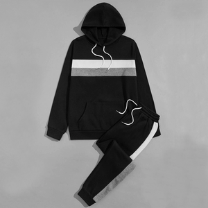 Survêtements d'hiver décontractés, pulls à capuche, survêtements personnalisés avec logo, blocs de couleur, manches longues, ensemble de survêtement pour homme - Product Image 5