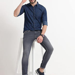 New Arrival Fashion Thin Solid Denim Shirts Spread Collar Pure Cotton Wholesalers of Denim <b>Blue</b> Shirts 2025 Jeans Shirts - Product Image 4