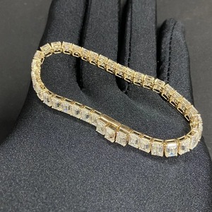 Bracelet en argent sterling 925 avec testeur de diamants de laboratoire taillés en émeraude blanche-Cadeau réussi pour lui/elle avec perle de moissanite - Product Image 3