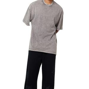 Camiseta vintage lavada con ácido para hombre, 100% algodón, 270 gramos, ajuste holgado, patrón sólido, camiseta lisa, estilo informal - Product Image 3