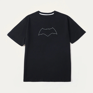 <b>Men's</b> <b>Black</b> Short Sleeve <b>Silk</b> Screen Printed O-Neck Casual Jersey Cotton Oversized Fit Worsted Fabric 400g T-<b>Shirt</b> - Product Image 2