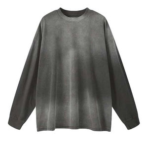 Sweatshirts pour hommes, streetwear tendance, chauds, lourds, en coton, surdimensionnés, vintage, délavés à l'acide, OEM - Product Image 3