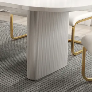 Meubles de salle à manger de <span class=keywords><strong>haute</strong></span> qualité <span class=keywords><strong>Table</strong></span> à manger extensible ovale en bois blanc pour <span class=keywords><strong>6</strong></span> <span class=keywords><strong>personnes</strong></span> - Product Image 6