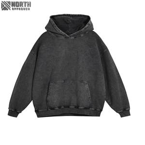 Vintage Oversized Acid Wash <b>Hoodie</b> For Men 100% Cotton <b>Zippered</b> Sweatshirt High Quality French Print Clothing For Winter hoodies - Product Image 1