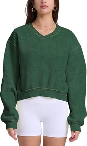 เสื้อฮู้ดครอปผู้หญิง แขนยาว น้ำหนักเบา เสื้อครอป คอกลม เสื้อครอปท็อป แบบพื้นฐาน สวมใส่สบาย - Product Image 2