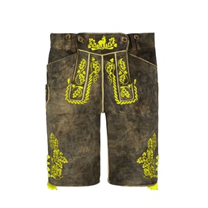 Pantalones Cortos de Cuero Genuino Lederhosen para Hombre, Diseño y Color Personalizados, Pantalones Cortos Bávaros de Alta Calidad para Festivales de Baile - Product Image 1