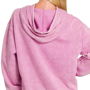 Fashion <b>Women's</b> 2025 Winter Sport Workout Hooded Acid Wash <b>Fleece</b> Eco-Friendly Breathable Two-Piece <b>Jogger</b> Short Set - Product Image 5