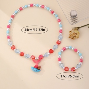 ชุดเครื่องประดับสร้อยคอและกำไลข้อมือรูปหมีและปลาสำหรับเด็กผู้หญิง ชุดเจ้าหญิงสำหรับแต่งตัวเล่นบทบาทสมมติ ของขวัญสำหรับงานปาร์ตี้ ของชำร่วยงานปาร์ตี้ - Product Image 2