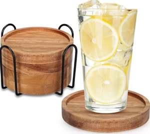 Best Quality Kitchen Accessories Coasters Set Table Display <b>Placemats</b> and <b>Wooden</b> Pads Reusable Coasters With Holder Tea Coffee - Product Image 1