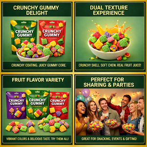 Caramelos de Goma Premium con Doble Textura y Cubierta Crujiente |   <span class=keywords><strong>Dulces</strong></span> Crujientes Rellenos de Jugo Real Halal para Supermercados - Product Image 3