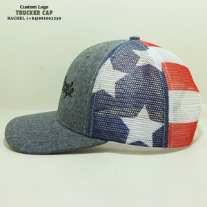 Chapeaux de camionneur structurés 2D brodés avec logo 6 panneaux, maille imprimée à bord légèrement incurvé, fermeture Snapback réglable et respirante OEM - Product Image 3