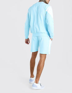 Ensembles short d'été OEM pour hommes ensemble deux pièces chemise et short à col en V ensemble short en coton respirant pour hommes avec logo personnalisé - Product Image 3
