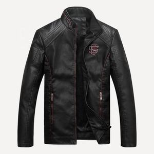 Blouson aviateur style motard pour homme en cuir de vachette aviateur en peau de mouton à fermeture éclair Collection hiver grande taille - Product Image 6