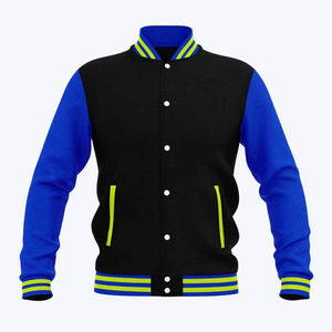 Veste unisexe de style universitaire multicolore, manches contrastées, bordure côtelée rayée vert lime, boutons-pression, streetwear urbain tendance - Product Image 5