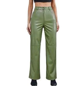 Pantalones Casuales de Cuero para Mujer, Transpirables, de Cintura Alta Elástica, Estilo Plano, para la Temporada de Invierno, Nueva Llegada en Oferta - Product Image 3