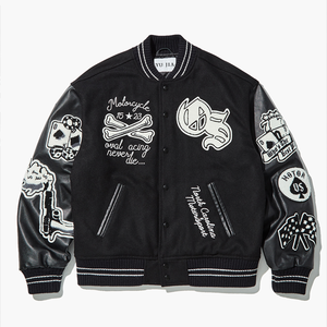 Chaqueta de Invierno de Anime Vintage con Logotipo Personalizado para Hombre, de Cuero Genuino, Mangas Largas, Diseño Sólido, Cuello Alto, Bordado - Product Image 3