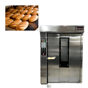 Four rotatif en fer et acier inoxydable avec chariot Four à pain à 24 plateaux Cuisson facile à utiliser pour le four à gaz de restaurant d'hôtel pour la cuisson - Product Image 1