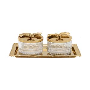 Bol en verre avec couvercle et plateau métalliques, parfaite harmonie entre nutrition, plaisir et durabilité intemporelle, qualité incroyable à bas prix - Product Image 1