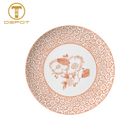 Assiette de Présentation Orange en Porcelaine Fine, Assiettes Blanches en Céramique à Motif Orange pour Location de Mariage