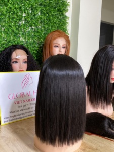 Peluca de encaje Frontal de estilo vietnamita, pelo Natural con corte Bob negro, 100% humano, corte Bob corto - Product Image 5