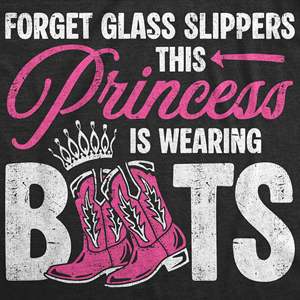 Camisetas de ocio para mujer, camiseta con estampado de princesa que olvida sus zapatillas de cristal y veste botas, inspirada en el clásico cuento de hadas - Product Image 2