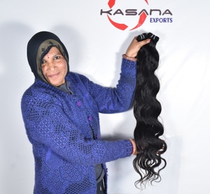 Cuticule alignée 100% naturel non transformé vierge brut indien faisceau ondulé femmes noires machine double trame Extensions de cheveux humains - Product Image 1