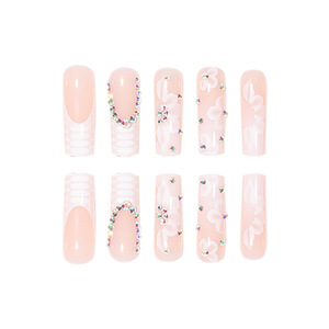 Fábrica al por mayor 24 piezas ABS <span class=keywords><strong>uñas</strong></span> postizas flor francesa arte Prensa en <span class=keywords><strong>uñas</strong></span> <span class=keywords><strong>con</strong></span> caja de embalaje lima de <span class=keywords><strong>uñas</strong></span> - Product Image 3