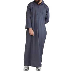 Thobe à capuche pour homme de style arabe de Dubaï, 100% haute qualité, modeste, tailles et couleurs personnalisées, longueur cheville, manches longues, polyester pour adultes - Product Image 1