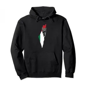 Sweat à capuche d'hiver 100% coton lourd Palestine Impression numérique personnalisable Impression 3D Logo brodé sur le devant Coupe ample - Product Image 6