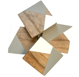 ที่วางแก้วสี่เหลี่ยมสไตล์ร่วมสมัยทำด้วยมือทำจากไม้หรูหราทนทานนำกลับมาใช้ใหม่ได้บนโต๊ะในบ้านที่เป็นมิตรต่อสิ่งแวดล้อม - Product Image 6