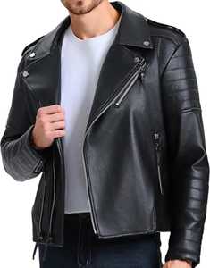 Veste en cuir classique pour homme, vestes de motard en cuir PU, style élégant, fermeture éclair asymétrique, qualité supérieure - Product Image 4