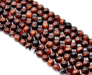Perles en œil de tigre rouge naturel semi-finies pour bricolage, perles de haute qualité de 4/6/8/10/12 mm, perles en vrac pour la fabrication de bracelets, colliers et bijoux - Product Image 1