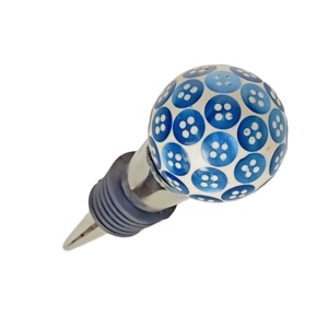 ตัวหยุดไวน์ทำจากทองเหลืองแบบโบราณกระดุมสีฟ้าลูกบิดทำมือมีเอกลักษณ์สำหรับเป็นของขวัญ - Product Image 1