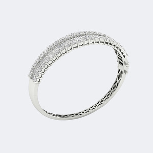 8.632CTW Round , Baguette Channel Pave Diamond Bangle Cuff <b>Bracelet</b> - Product Image 5