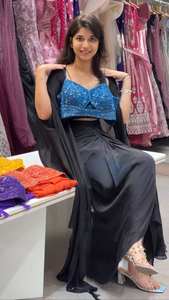 Choli moderne pour femme, style Dhoti, prêt-à-porter, en tissu satiné de soie, non cousu, réversible, pour occasions de fête/mariage, taille 44 - Product Image 3