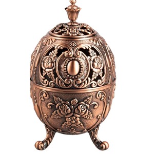 Antique Style Metal Incense <b>Burner</b> with Ornate Floral Design and Lid Perfect for Home Decor Meditation Prayer Room and Gift Use - Product Image 1