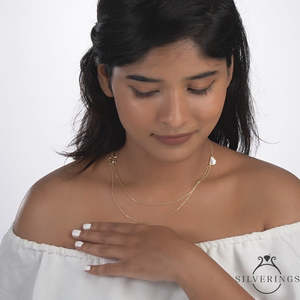 Collier en argent sterling 925 avec étoile en nacre dorée, style superposé, tendance - Product Image 2