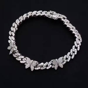 Upgrade Your Style with <b>Real</b> Moissanite Diamond in 925 Sterling Silver Cuban Link <b>Butterfly</b> Hip Hop Bracelet - Product Image 2
