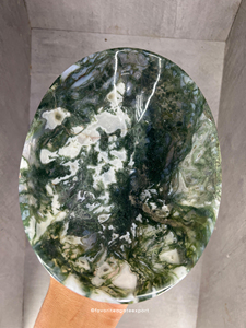 Cuenco de forma ovalada de ágata y musgo tallado a mano al por mayor, cuenco de piedras preciosas de Chakra de corazón personalizado, cuenco de Feng Shui de meditación curativa - Product Image 3