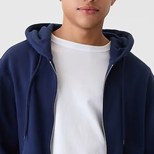 Wholesale Rate Men Zip Up <b>Hoodie</b> With Fleece Material Durable <b>Stitching</b> With Custom Logo Designing Casual Wear With Drawstrings - Product Image 2