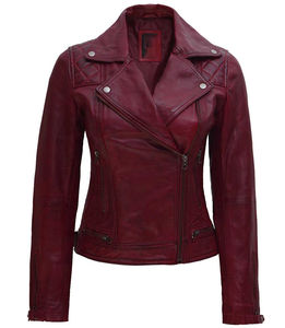 Chaqueta de Motociclista de Cuero de Oveja Genuino Estilo Vintage para Mujer con Forro de Satén, Diseño Tejido Transpirable, Reversible y Resistente al Viento - Product Image 4