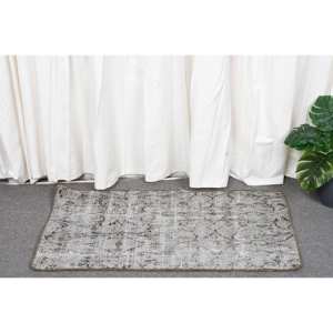 Alfombra de lana turca moderna Vintage de 1,5x2,9 pies, tejido plano de retazos gris y azul para decoraciones de sala de estar, respaldo de látex para pasillo - Product Image 2